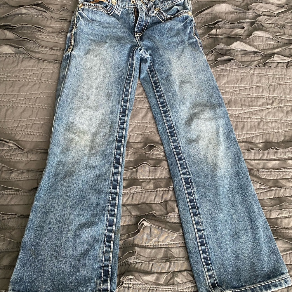 Ariat Blue Denim Jeans with Map Print Lining pantalón de niño - Picture 3 of 7